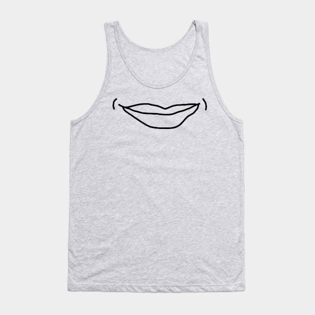 Minimal Lip Line Mouth in Black Tank Top by ellenhenryart